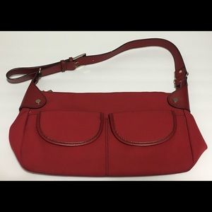 Maxx New York Handbag w/Shoulder Strap Red Burgundy Hobo Pockets Leather Trim